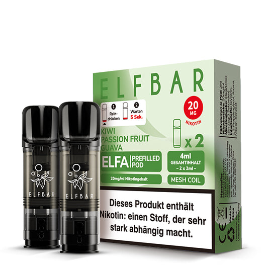 Elfbar ELFA Prefilled Pod Kiwi Passion Fruit Guava 20mg Nikotin 2er Pack