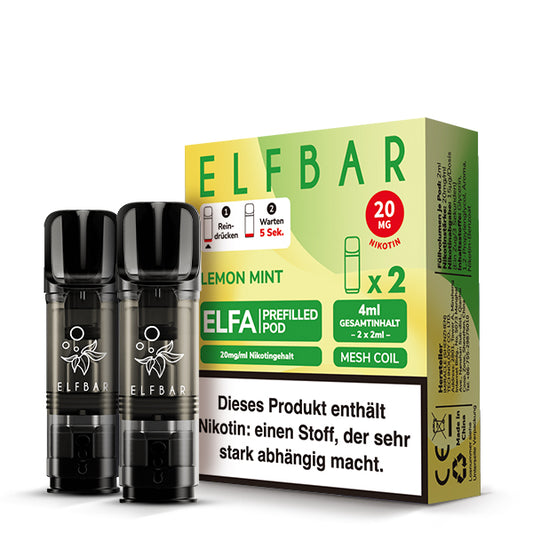 Elfbar ELFA Prefilled Pod Lemon Mint 20mg Nikotin 2er Pack