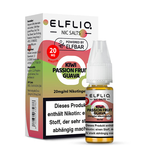 Elfbar Elfliq eLiquid 10ml Kiwi Passion Fruit Guava 10ML