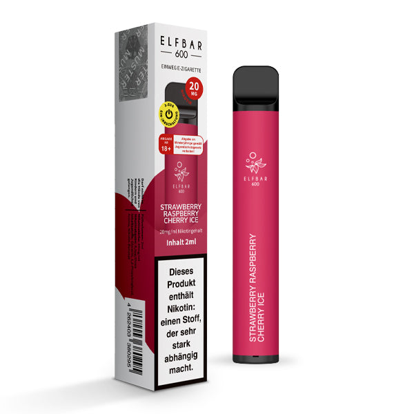 Elfbar 600 Einweg-E-Zigarette Strawberry Raspberry Cherry Ice 20mg Nikotin