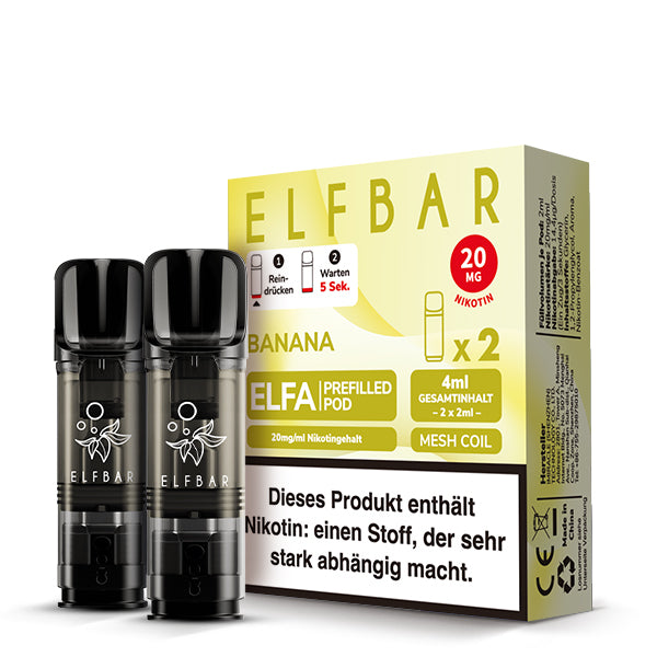 Elfbar ELFA Prefilled Pod Banana 20mg Nikotin 2er Pack