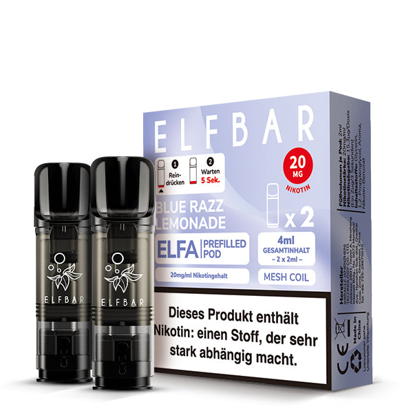 Elfbar ELFA Prefilled Pod Blue Razz Lemonade 20mg Nikotin 2er Pack