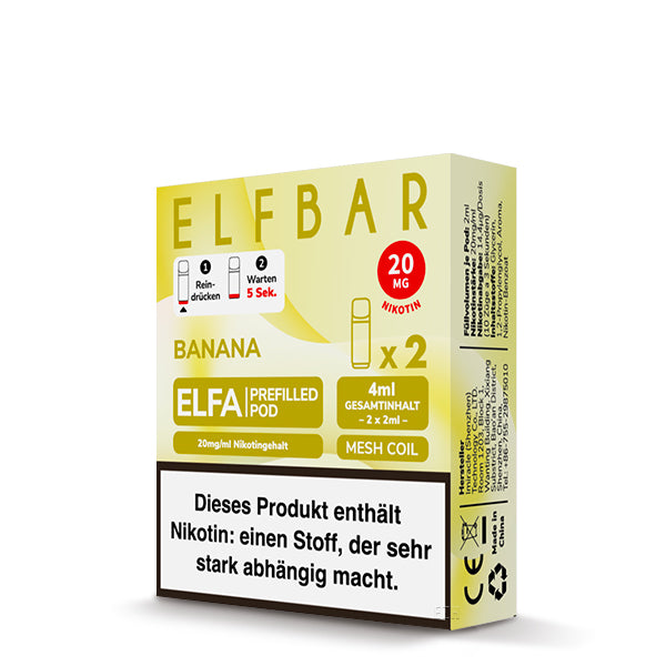 Elfbar ELFA Prefilled Pod Banana 20mg Nikotin 2er Pack