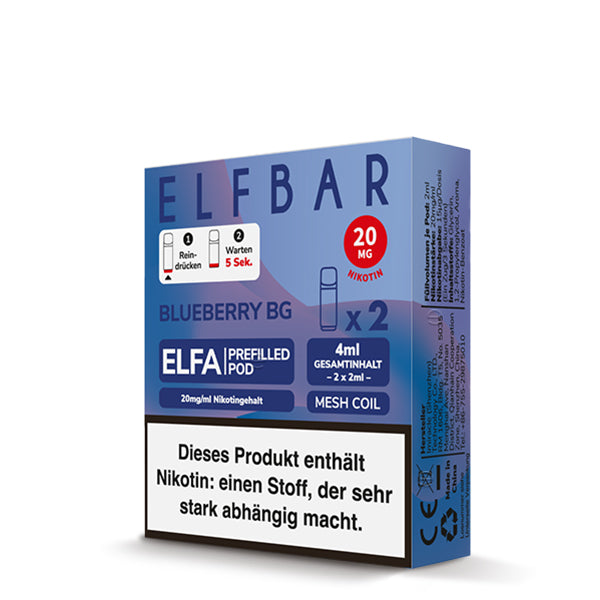 Elfbar ELFA Prefilled Pod Blueberry BG 20mg Nikotin 2er Pack