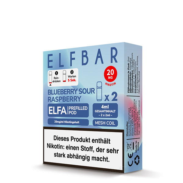 Elfbar ELFA Prefilled Pod Blueberry Sour Raspberry 20mg Nikotin 2er Pack